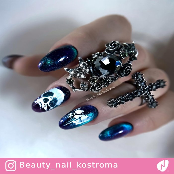 Galaxy Nails with Skull